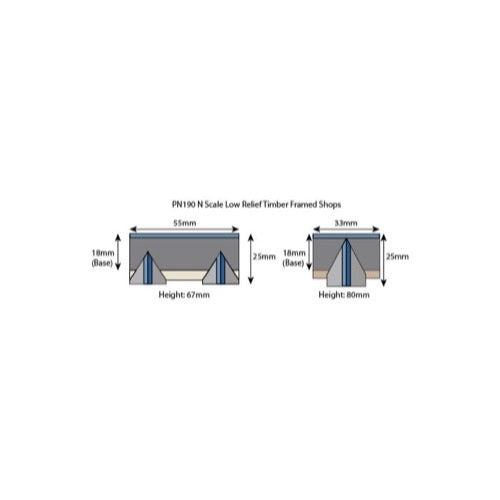 Metcalfe PN190 N Low Relief Timber Framed Shops Card Kit
