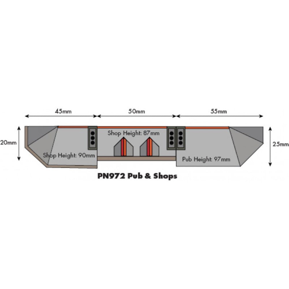 Metcalfe PN972 N Low Relief Pub & Shops