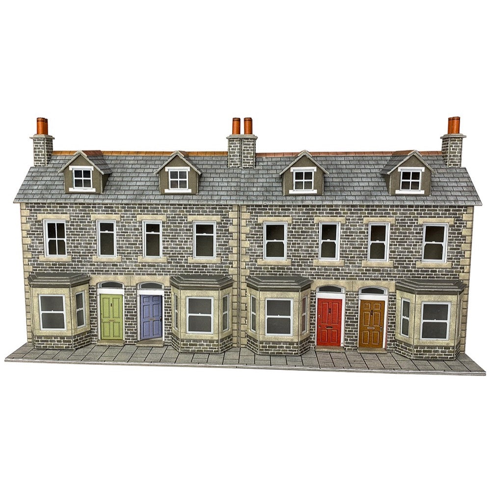 Metcalfe PO303 OO/HO Low Relief Terraced House Fronts - Stone Card Kit