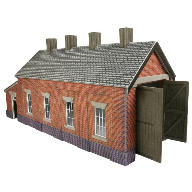 Metcalfe PO331 OO/HO Red Brick Single Track Engine Shed Card Kit | Metro Hobbies