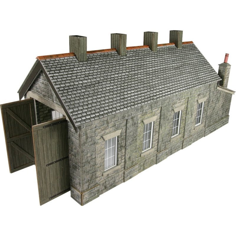 Metcalfe PO332 OO/HO Stone Single Track Engine Shed Card Kit | Metro Hobbies