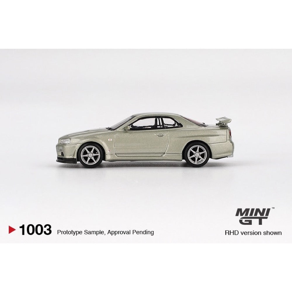 Mini GT MGT01003-R Nissan Skyline GT-R (R34) V-Spec II Nür - Millenium Jade