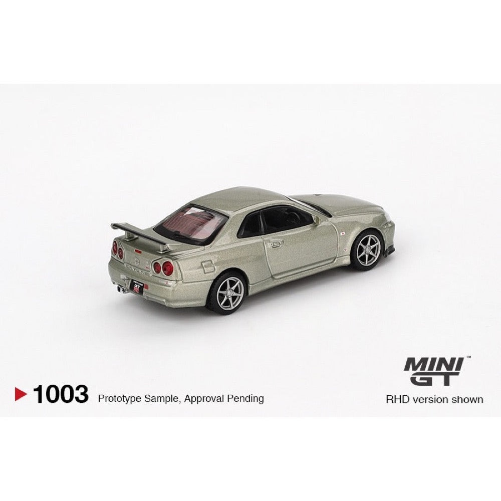 Mini GT MGT01003-R Nissan Skyline GT-R (R34) V-Spec II Nür - Millenium Jade