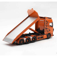 Mini GT 1/64 Scania 770S B8x4NA Hooklift Flatbed Orange