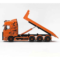Mini GT 1/64 Scania 770S B8x4NA Hooklift Flatbed Orange