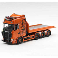 Mini GT 1/64 Scania 770S B8x4NA Hooklift Flatbed Orange