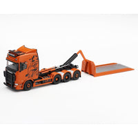 Mini GT 1/64 Scania 770S B8x4NA Hooklift Flatbed Orange