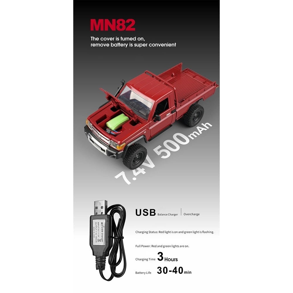 MN Model 1/12 Toyota LC79 4WD RC Crawler RTR (Red)
