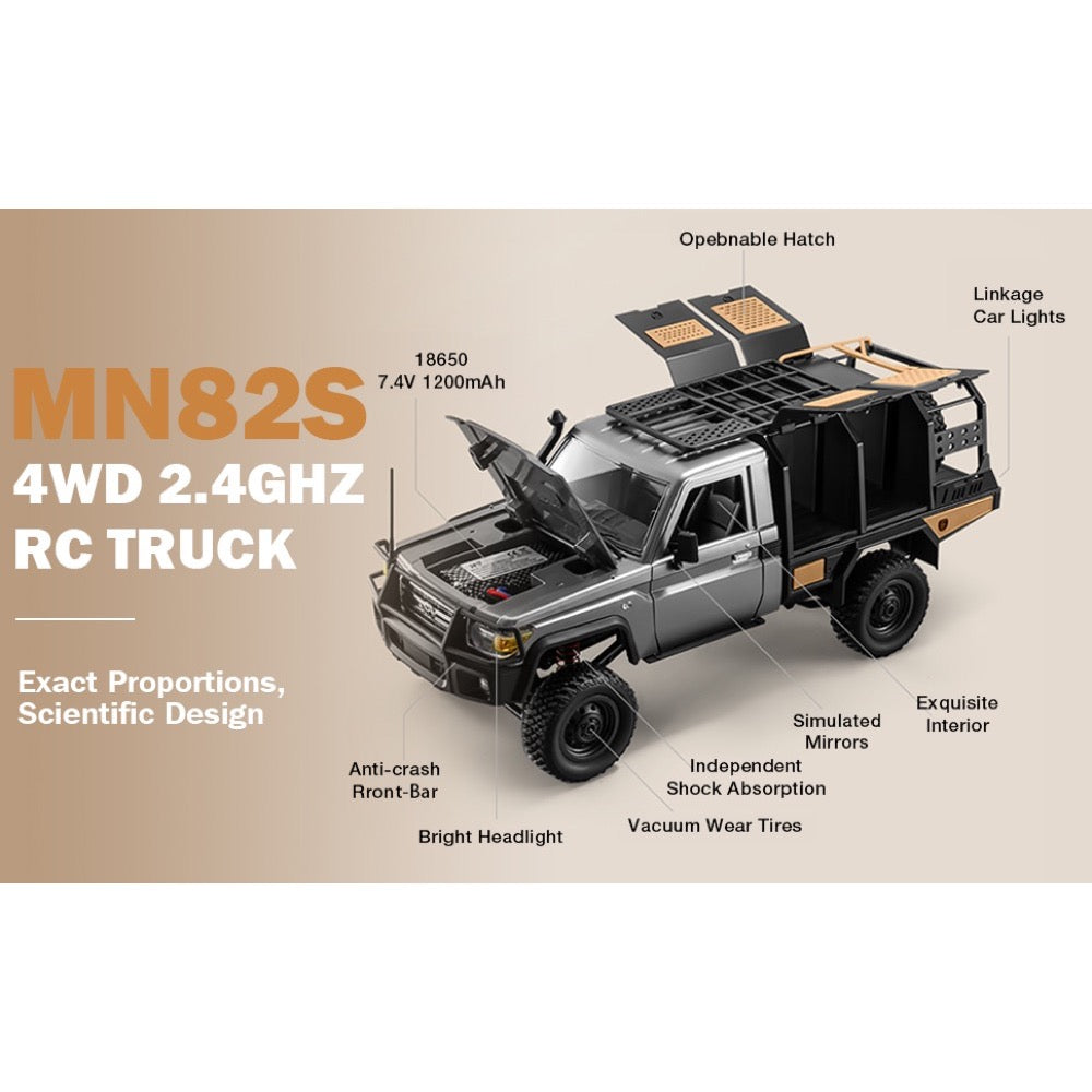 MN Model 1/12 Toyota LC79 4WD RC Crawler RTR (Black)