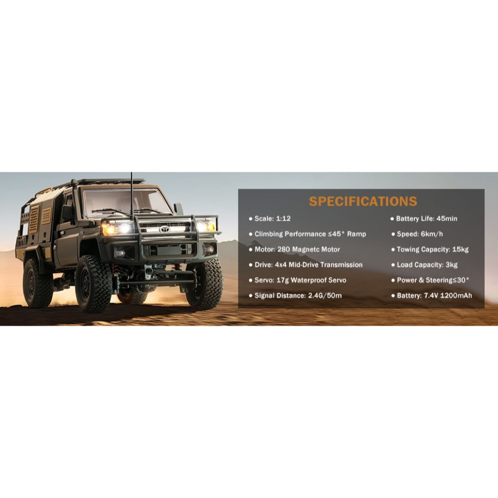 MN Model 1/12 Toyota LC79 4WD RC Crawler RTR (Grey)
