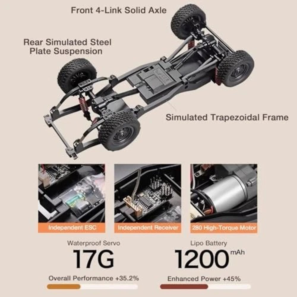 MN Models 1/12 Toyota LC79 4WD RC Crawler Red w/Crane Attachment