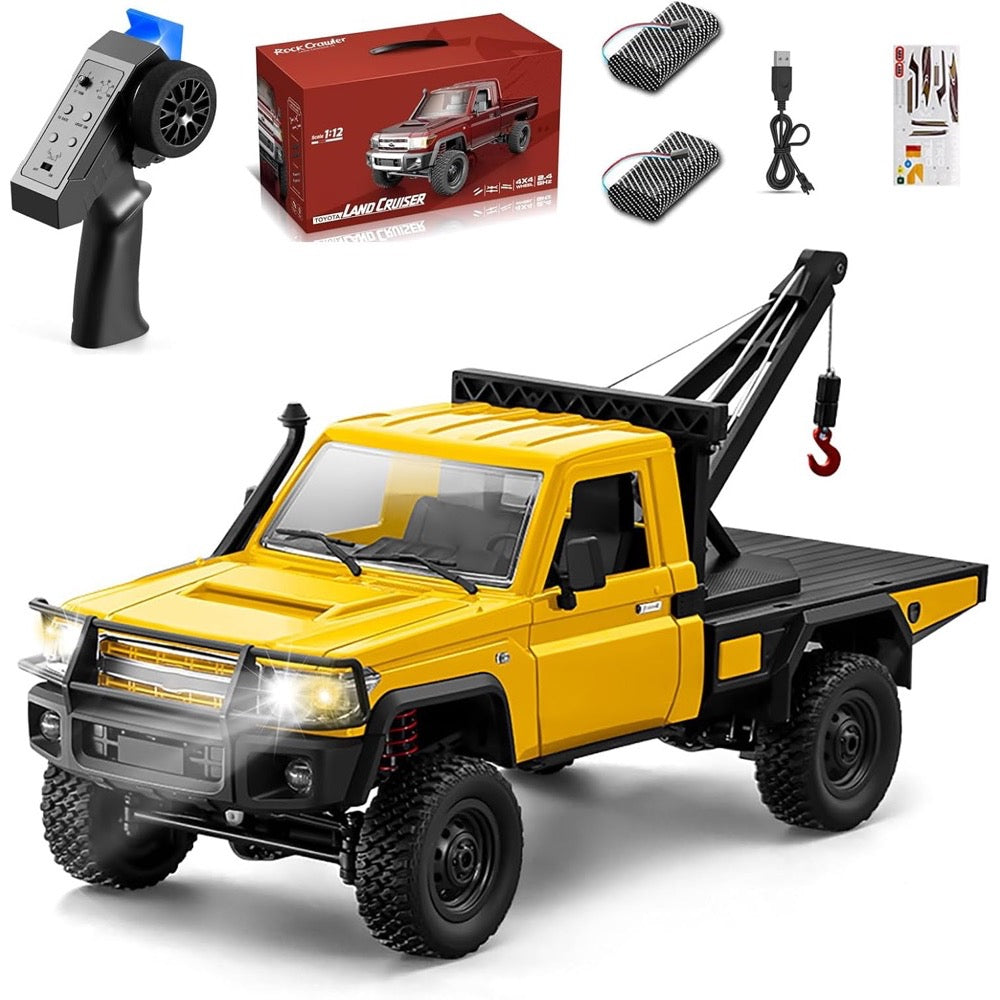 MN Models 1/12 Toyota LC79 4WD RC Crawler Yellow w/Crane Attachment