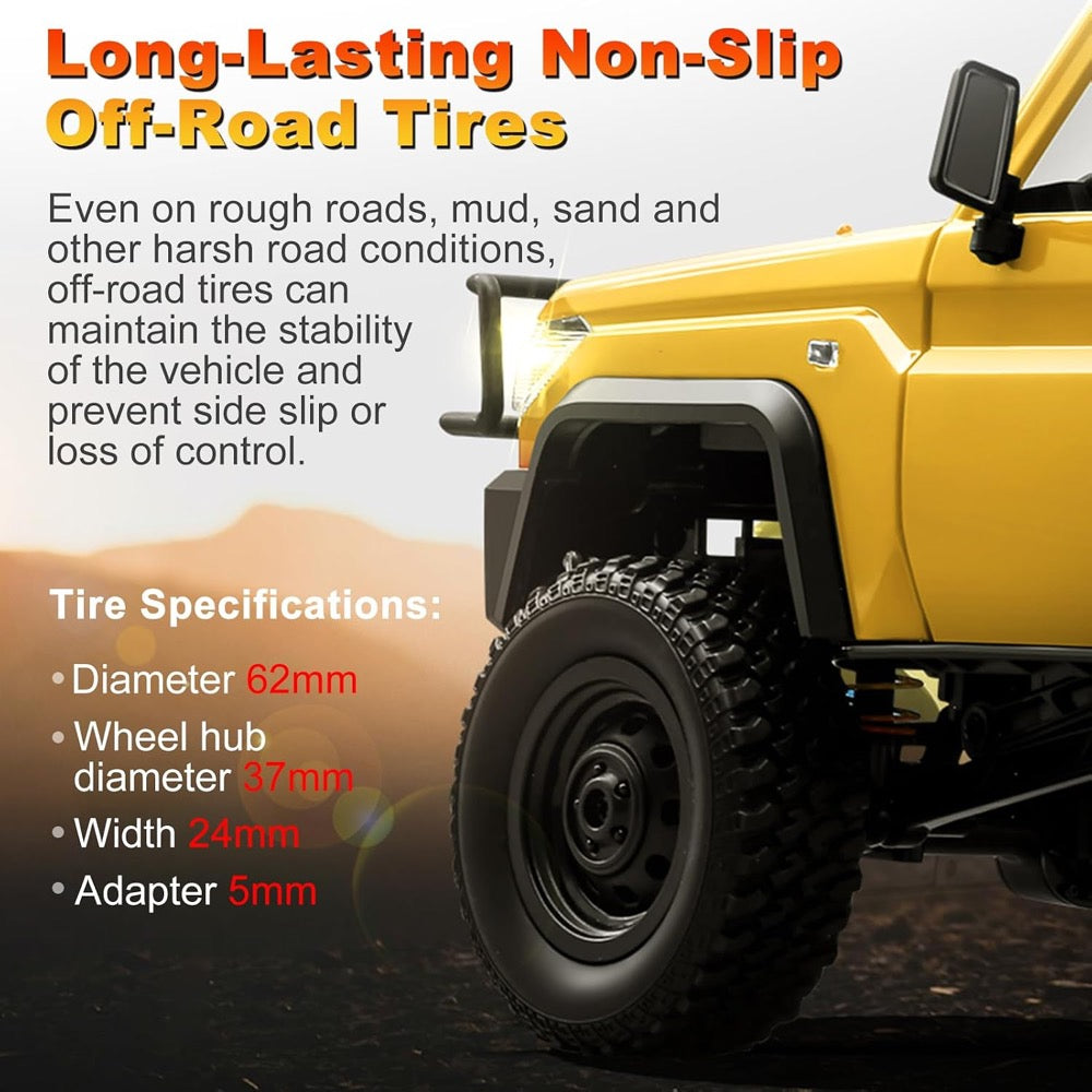 MN Models 1/12 Toyota LC79 4WD RC Crawler Yellow w/Crane Attachment