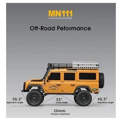 MN Model 1/18 Land Rover Defender RTR RC Crawler (Yellow)