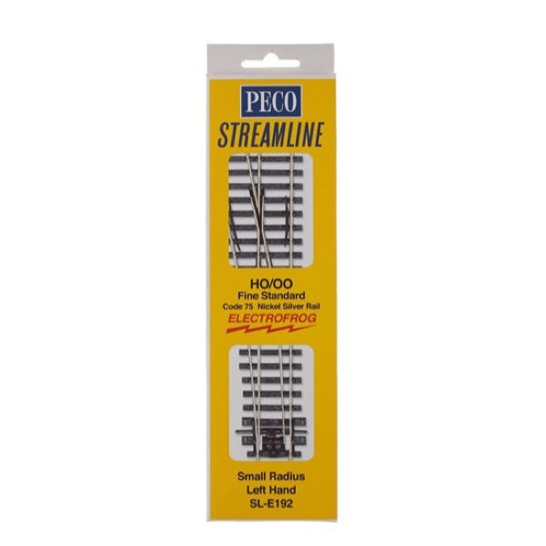 Peco SLE192 HO/OO Code 75 Left Hand Small Radius Turnout Electrofrog | Metro Hobbies