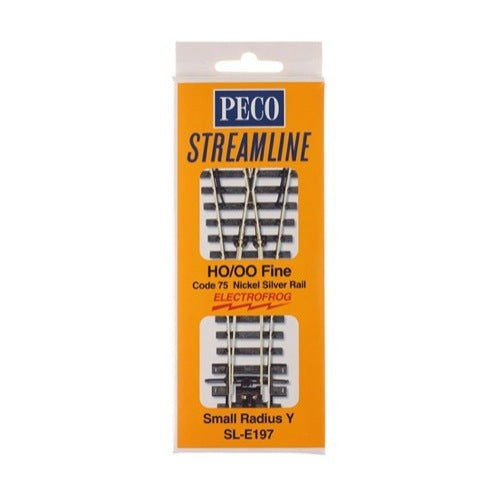 Peco SLE197 HO/OO Code 75 Small Radius Y Turnout Electrofrog | Metro Hobbies
