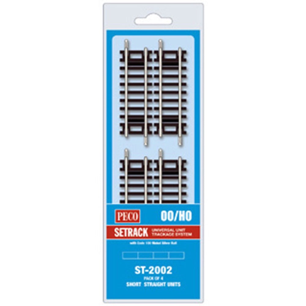 Peco ST2002 HO/OO Setrack Short Straight (Pack of 4)