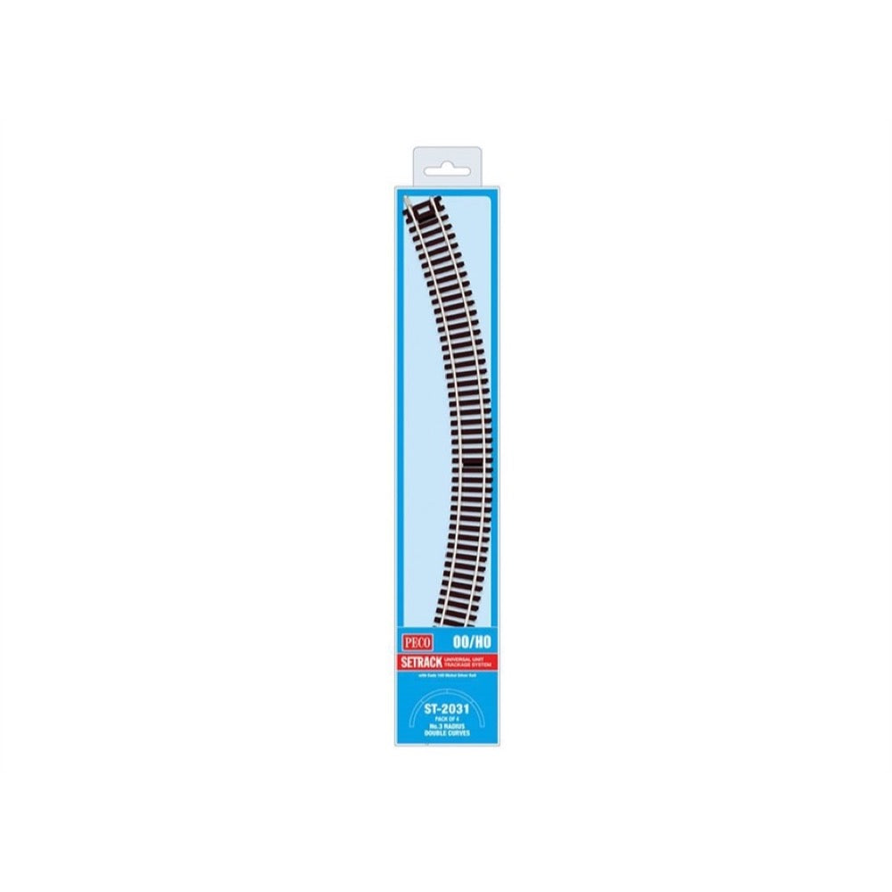 Peco ST2031 HO/OO Setrack Double Curve 3rd Radius (Pack of 4)