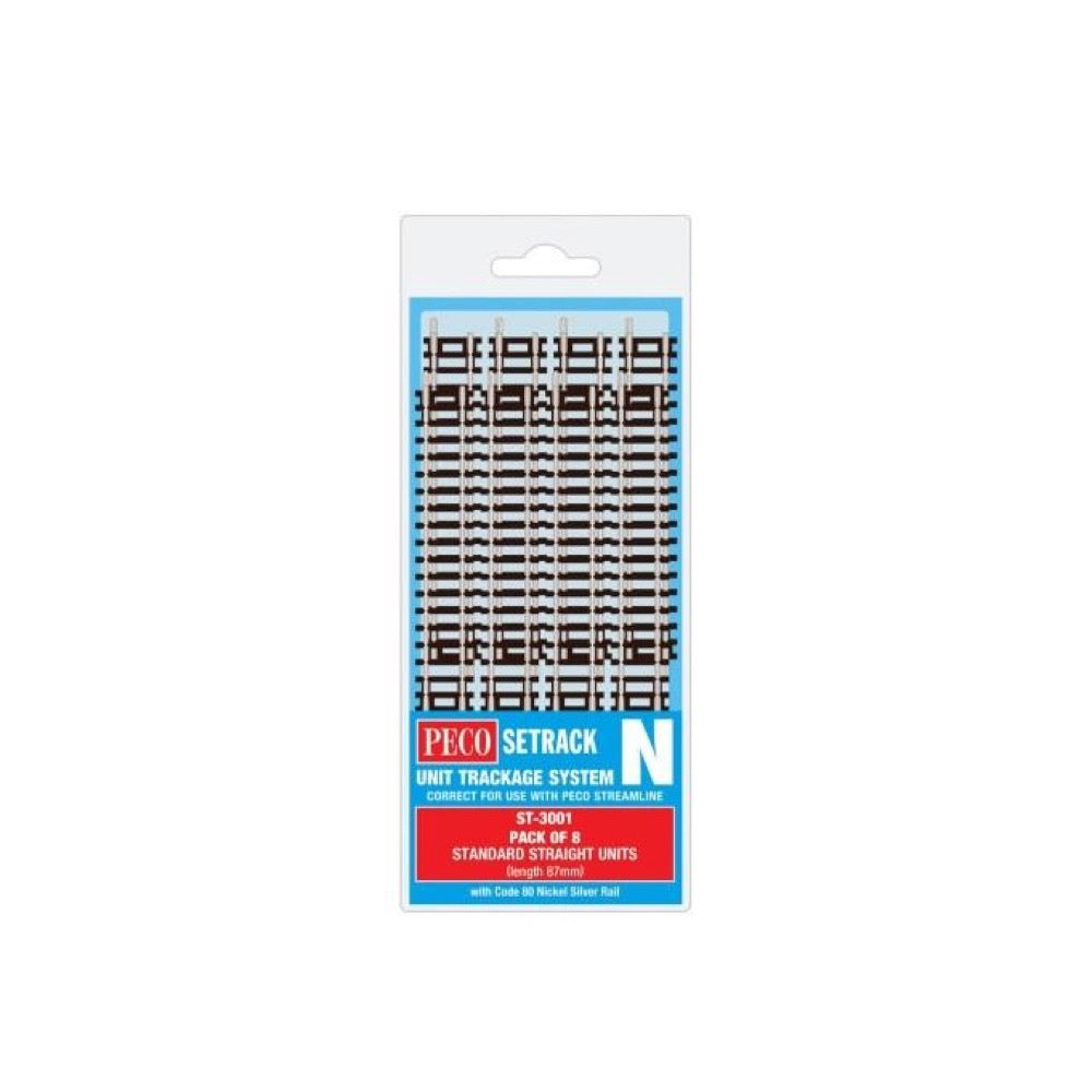 Peco ST3001 N Setrack Standard Straight (Pack of 8)