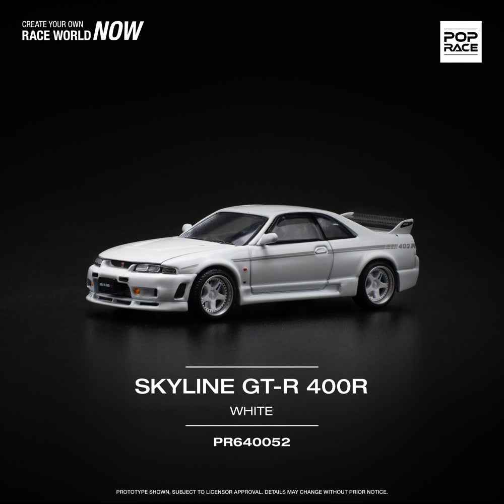 Pop Race 64-0052 1/64 Nissan GT-R R33 Nismo 400R White