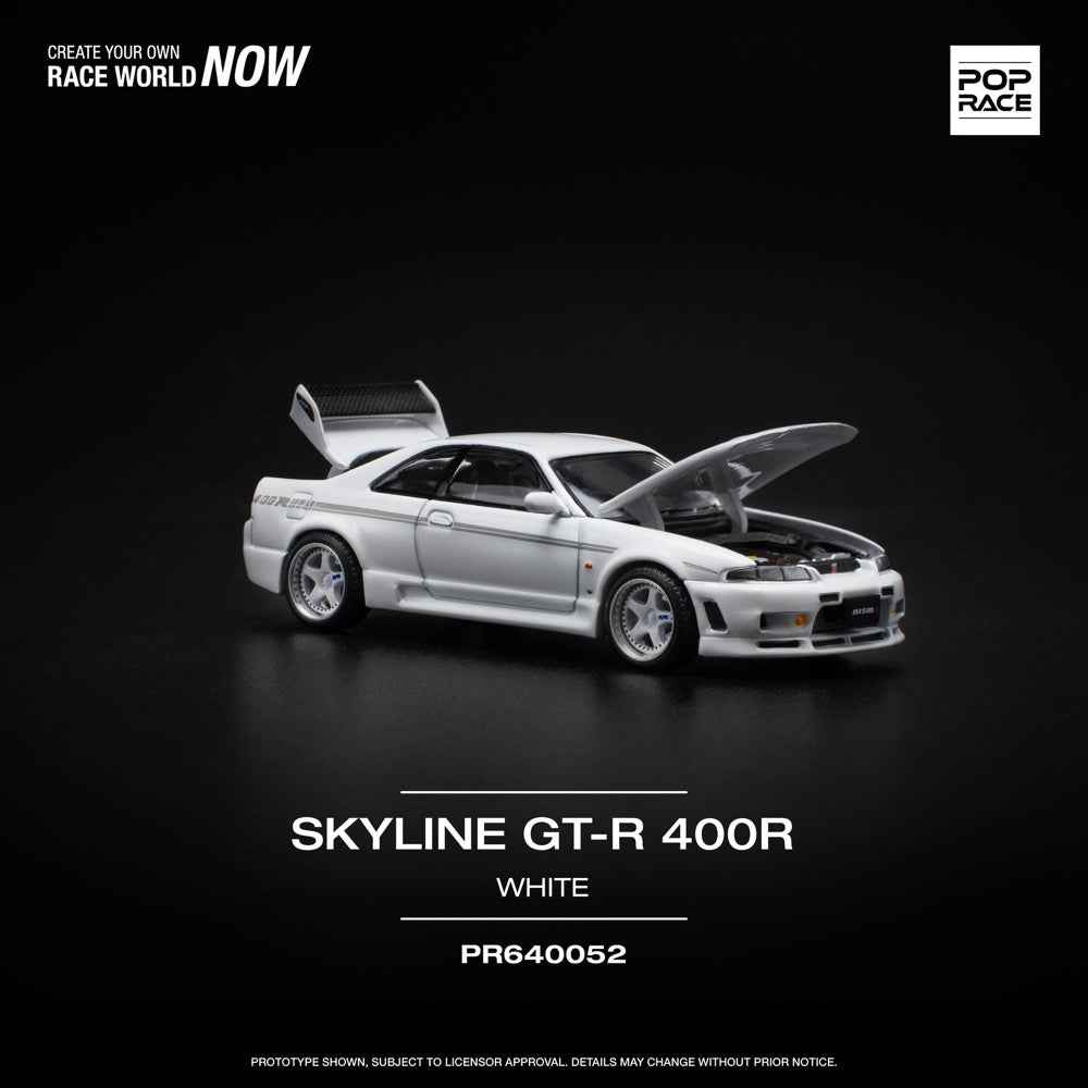 Pop Race 64-0052 1/64 Nissan GT-R R33 Nismo 400R White