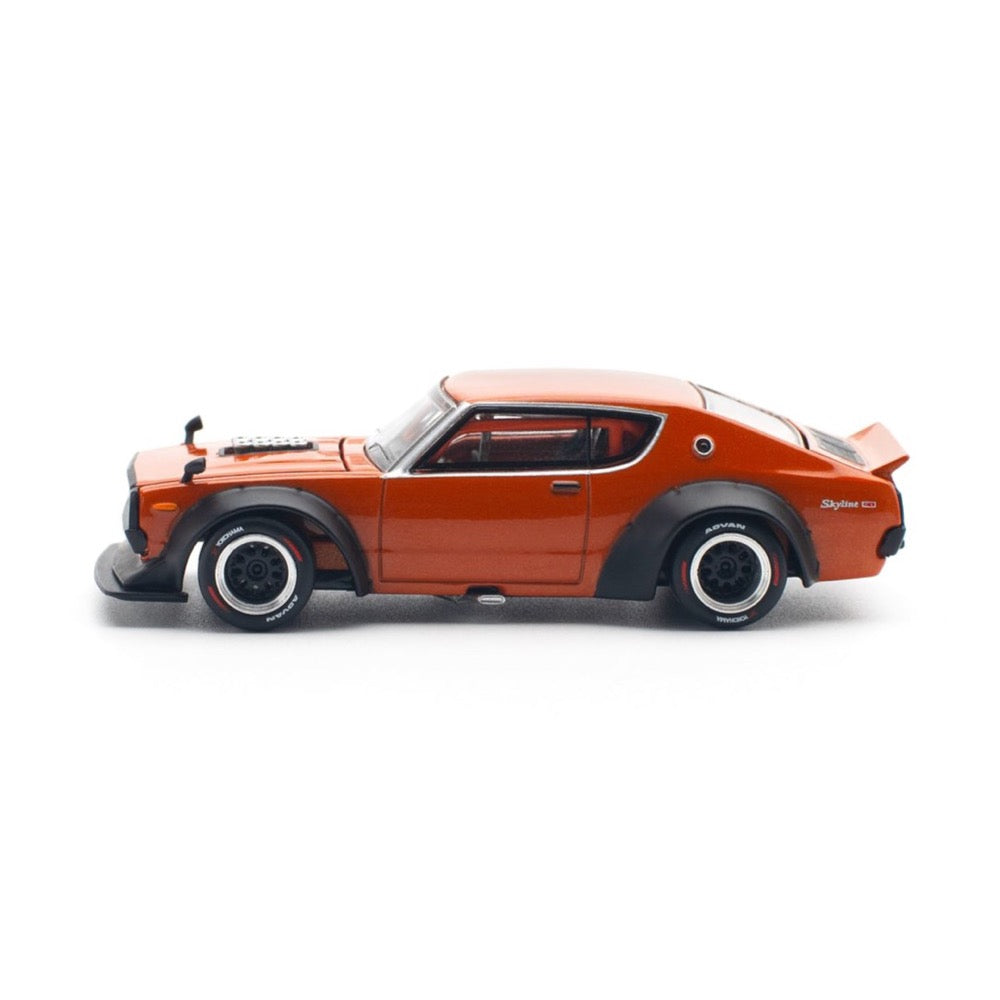 Pop Race 64-0173 1/64 Skyline GT-R V8 Drift Kenmeri Orange