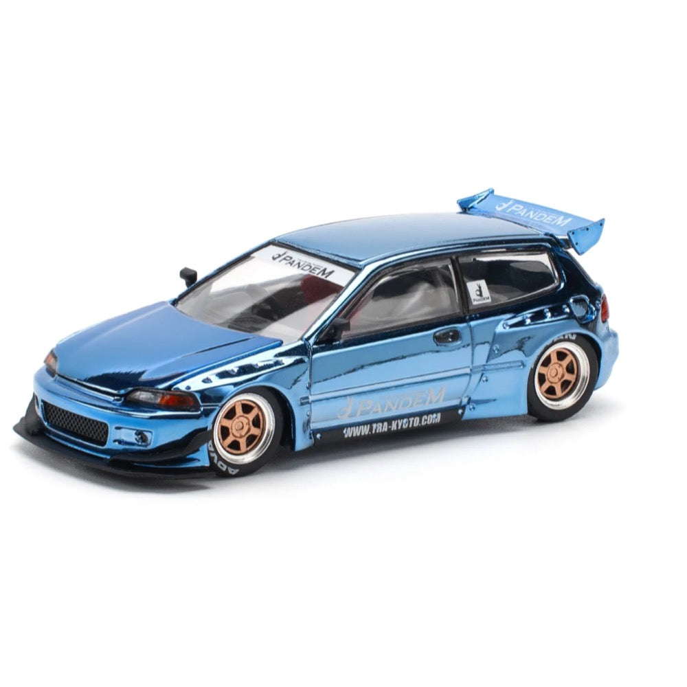 Pop Race 64-0206 1/64 Pandem Civic EG6 Blue Chrome