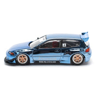 Pop Race 64-0206 1/64 Pandem Civic EG6 Blue Chrome