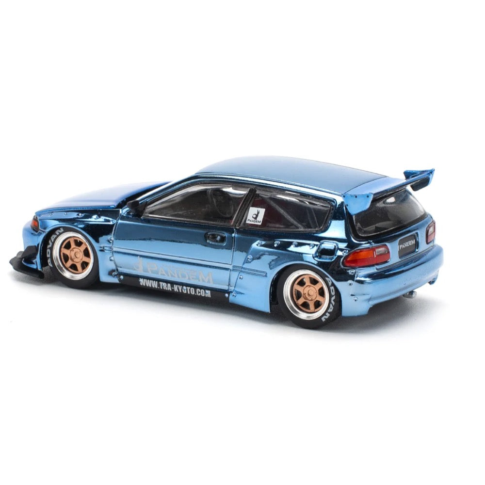 Pop Race 64-0206 1/64 Pandem Civic EG6 Blue Chrome