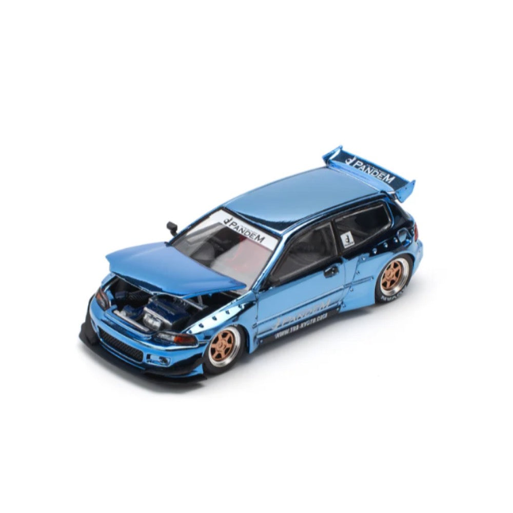 Pop Race 64-0206 1/64 Pandem Civic EG6 Blue Chrome