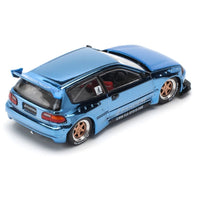 Pop Race 64-0206 1/64 Pandem Civic EG6 Blue Chrome