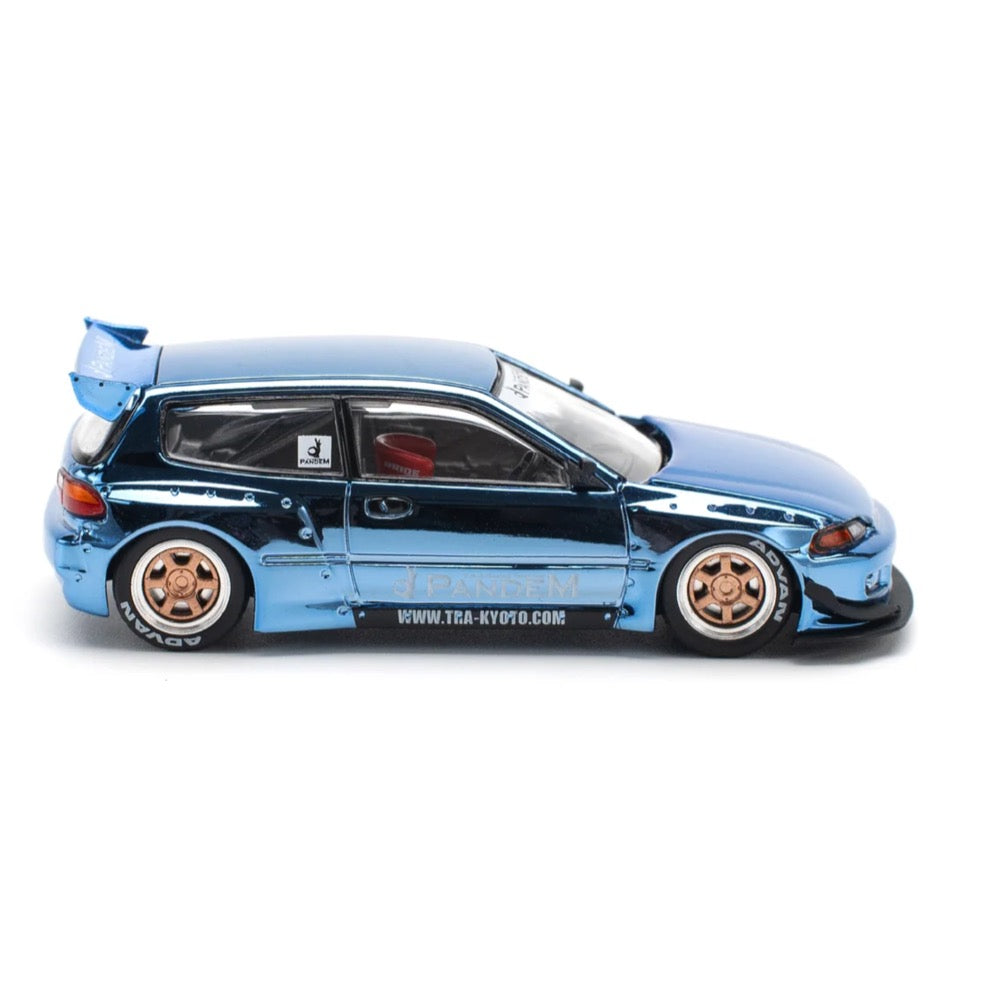 Pop Race 64-0206 1/64 Pandem Civic EG6 Blue Chrome