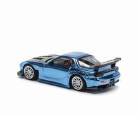 Pop Race 64-0223 1/64 Mazda RX7 RE-Amemiya Widebody Blue Chrome
