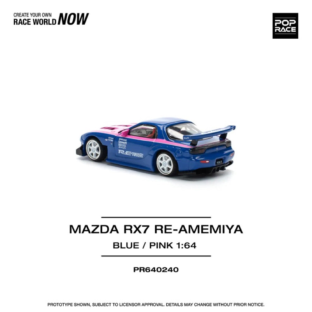 Pop Race 64-0240 1/64 Mazda RX7 Re-Amemiya Blue/Pink