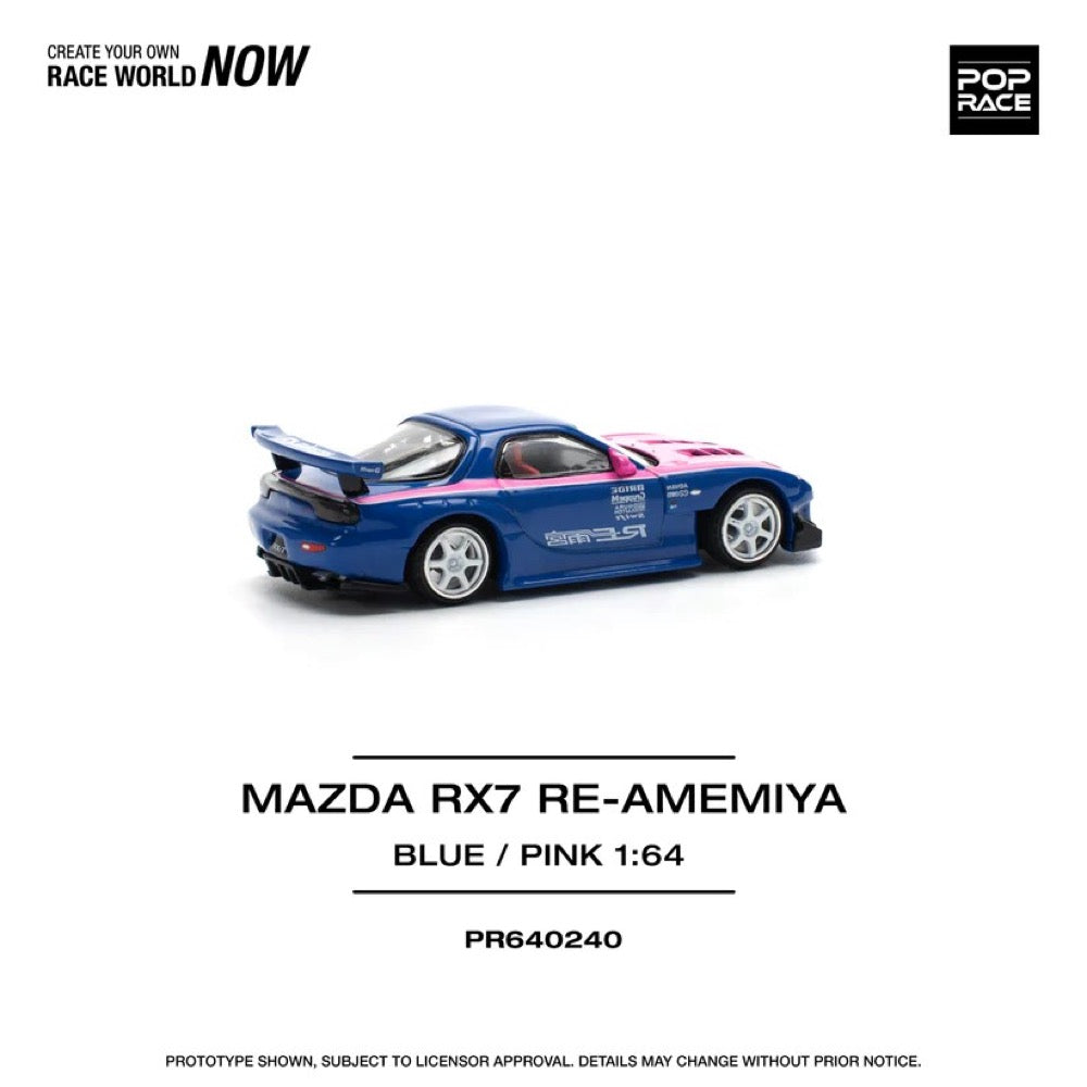 Pop Race 64-0240 1/64 Mazda RX7 Re-Amemiya Blue/Pink