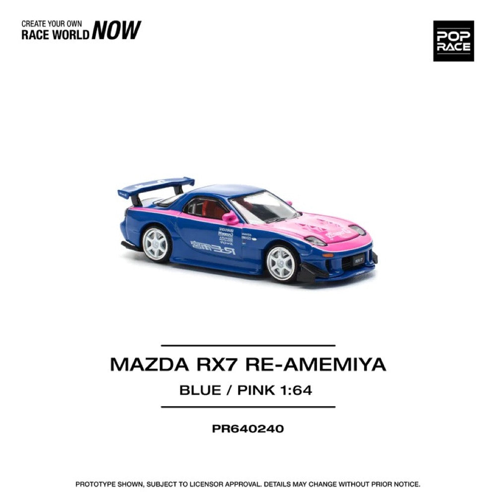 Pop Race 64-0240 1/64 Mazda RX7 Re-Amemiya Blue/Pink