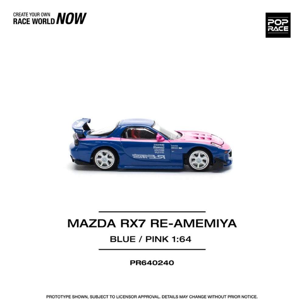 Pop Race 64-0240 1/64 Mazda RX7 Re-Amemiya Blue/Pink