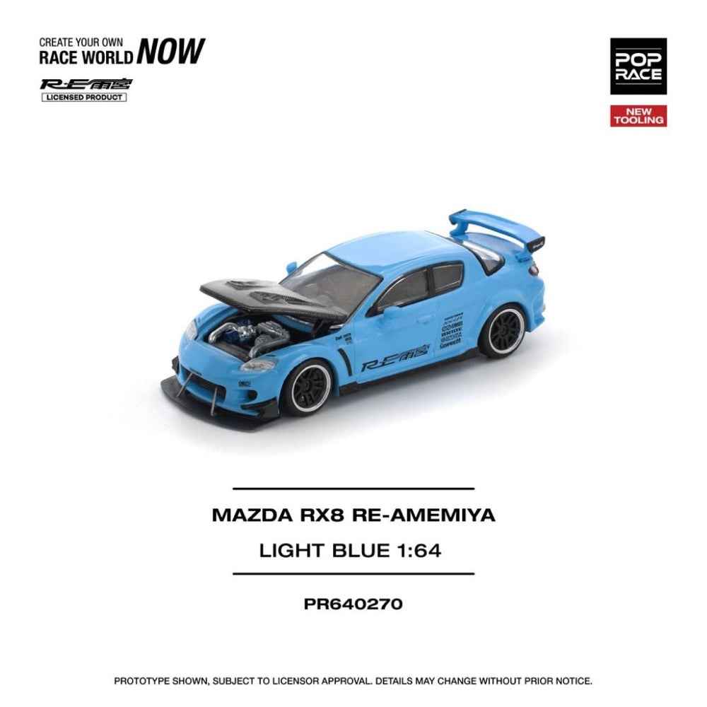 Pop Race PR64-0270 1/64 Mazda RX-8 Re-Amemiya Light Blue