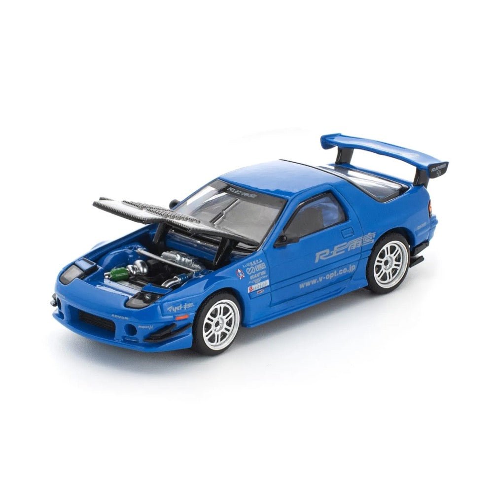 Pop Race 64-0290 1/64 Mazda RX7 (FC3S) Re-Amemiya Widebody Blue