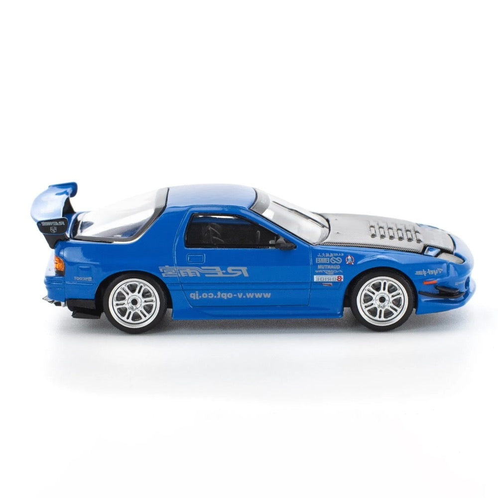 Pop Race 64-0290 1/64 Mazda RX7 (FC3S) Re-Amemiya Widebody Blue