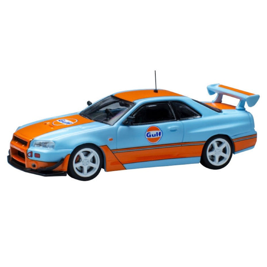 Pop Race 64-NR34-GULF 1/64 Nissan Skyline GTR R34 Gulf Oil Livery