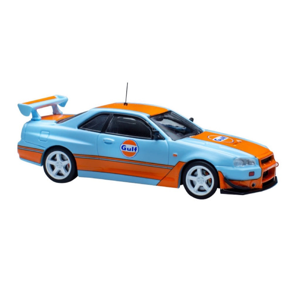 Pop Race 64-NR34-GULF 1/64 Nissan Skyline GTR R34 Gulf Oil Livery