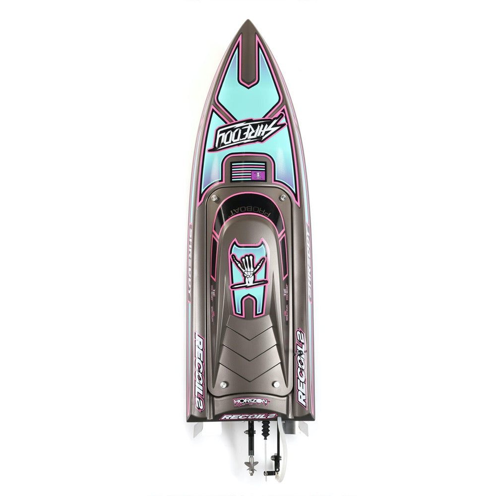Pro Boat Shreddy Recoil 2 V2 26in Self Righting Brushless Gray Teal Shreddy RC Boat PRB08041V2T2