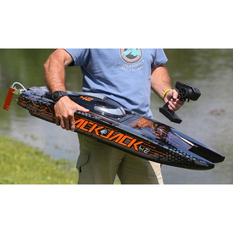 Pro Boat Blackjack 42 inch 8S Brushless RC Catamaran (Black/Orange) PRB08043T1