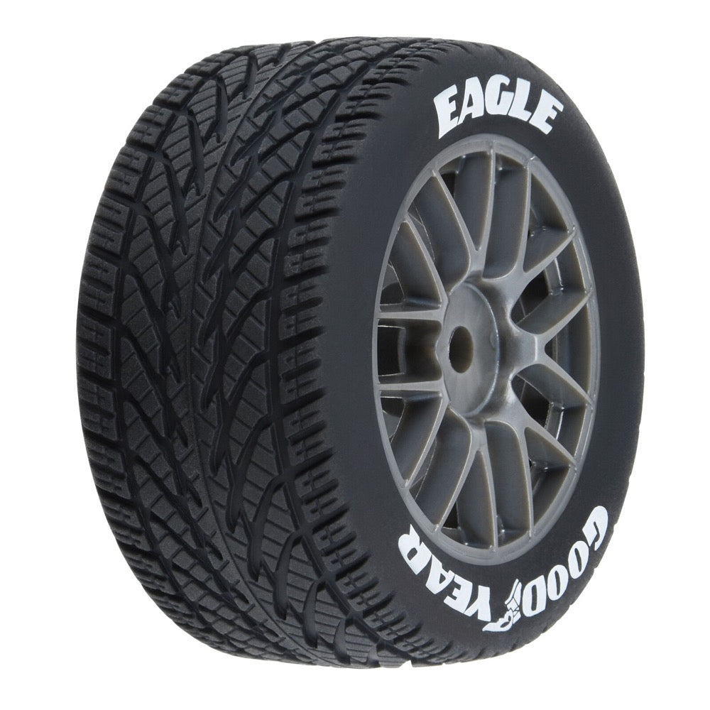 Proline Goodyear Eagle Mounted Rain Tyre Set F/R, Gray, Losi NASCAR