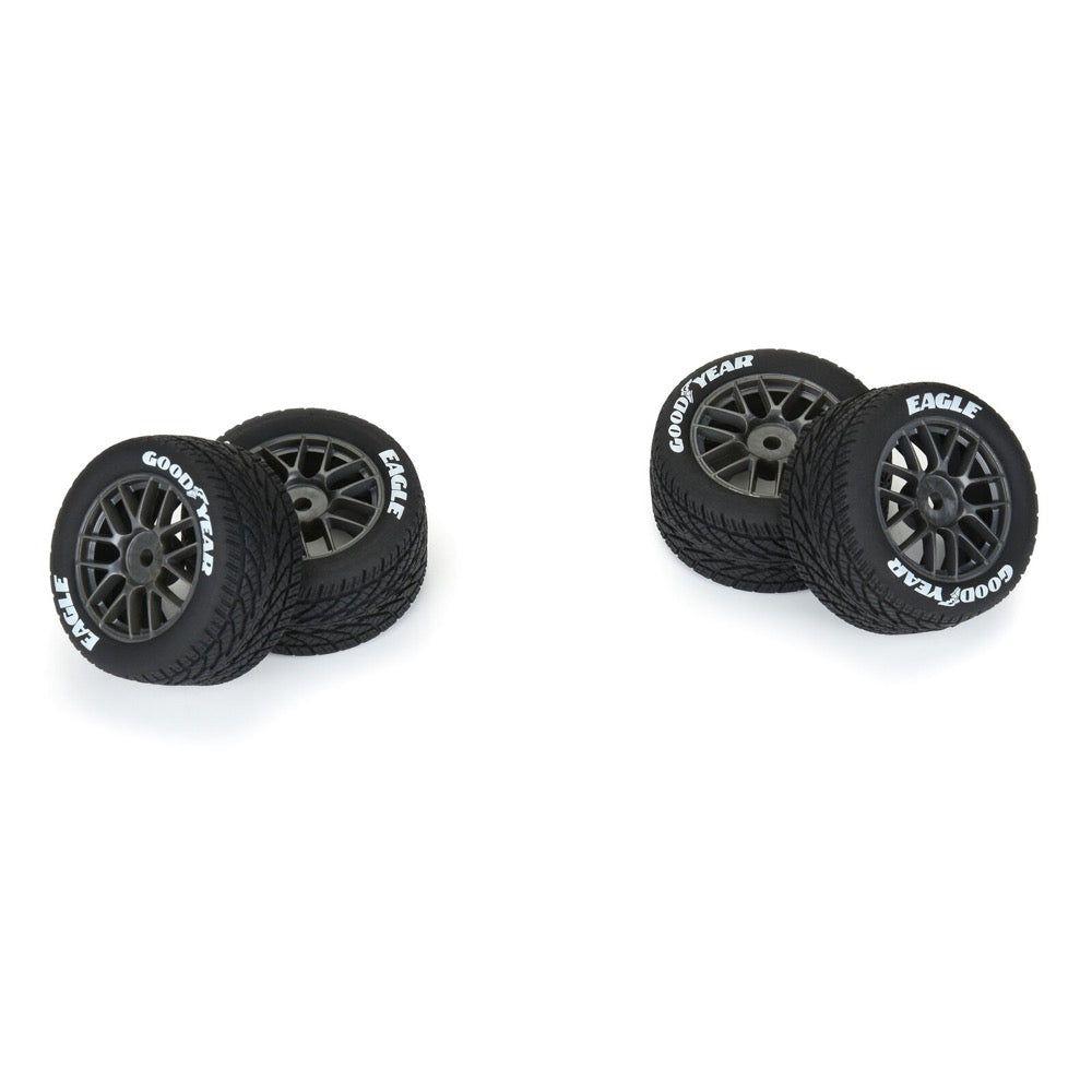 Proline Goodyear Eagle Mounted Rain Tyre Set F/R, Gray, Losi NASCAR