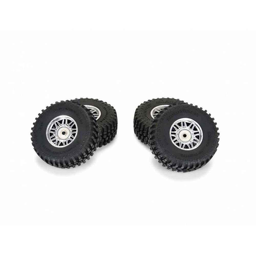 Proline 1028810 Flat Iron F/R Tyre Set Mounted on Chrome Diablo Wheels Arrma Typhon Grom