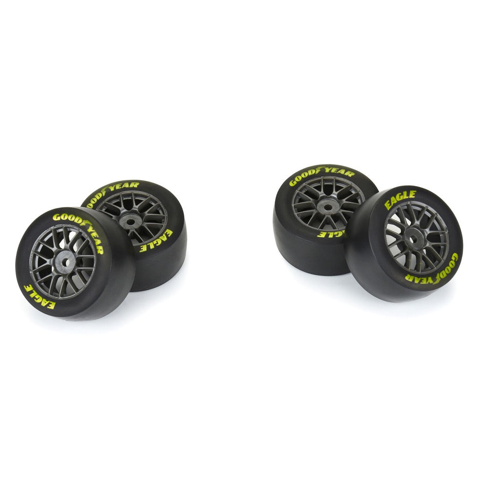 Proline Goodyear Eagle Mounted Soft Tyre Set F/R, Gray, Losi NASCAR