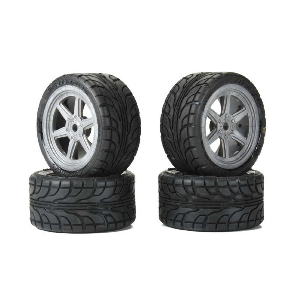 Proline Avenger Mounted Street Tyre Set F/R, Overdrive Gray Wheel, Losi NASCAR