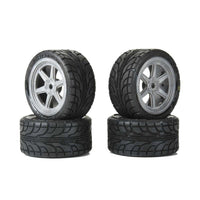 Proline Avenger Mounted Street Tyre Set F/R, Overdrive Gray Wheel, Losi NASCAR